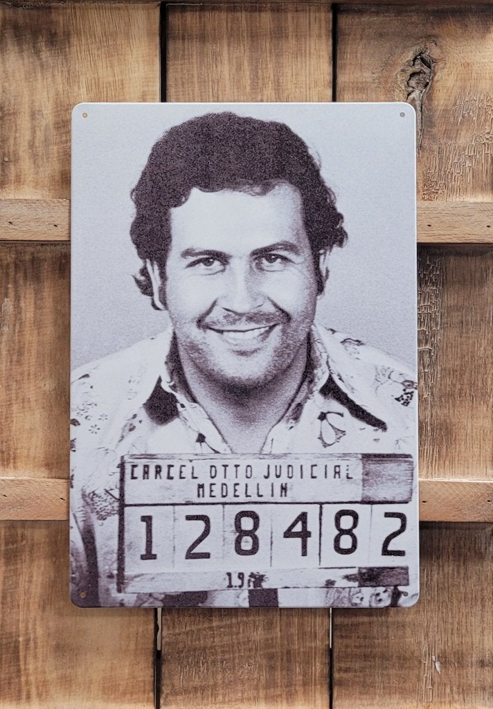Pablo Escobar foto reclamebord van metaal wandbord deco, Info@deconoord.nl, Deco Noord, Nieuw, Ophalen of Verzenden