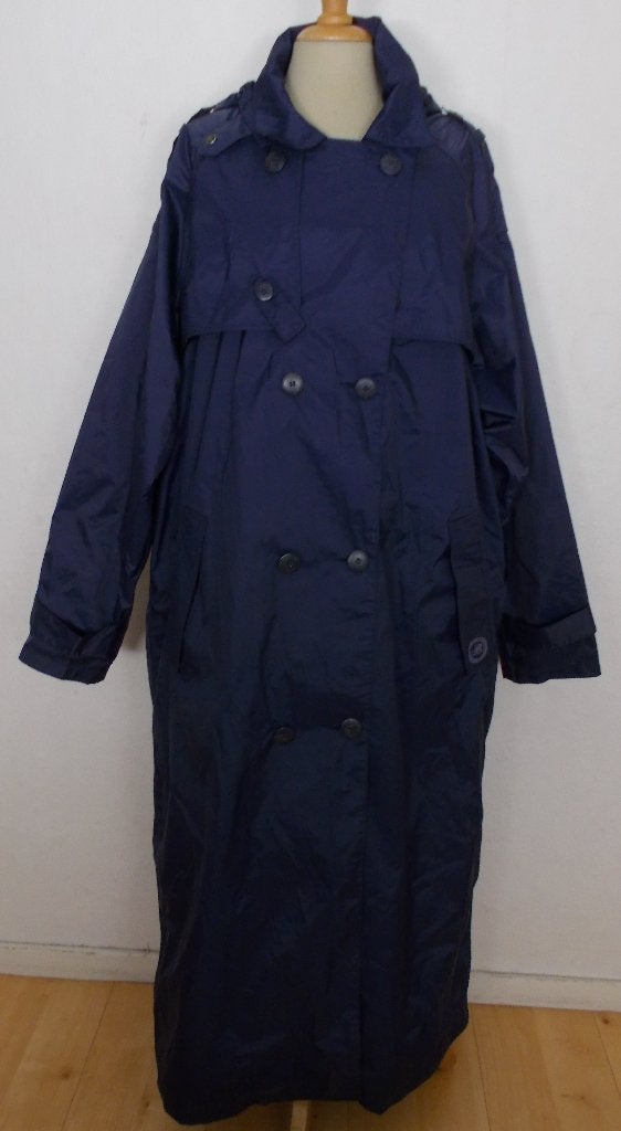 Blauwe lange trenchcoat/regenjas met capuchon van AGU! L, Verzenden, Zo goed als nieuw, Maat 42/44 (L), Blauw