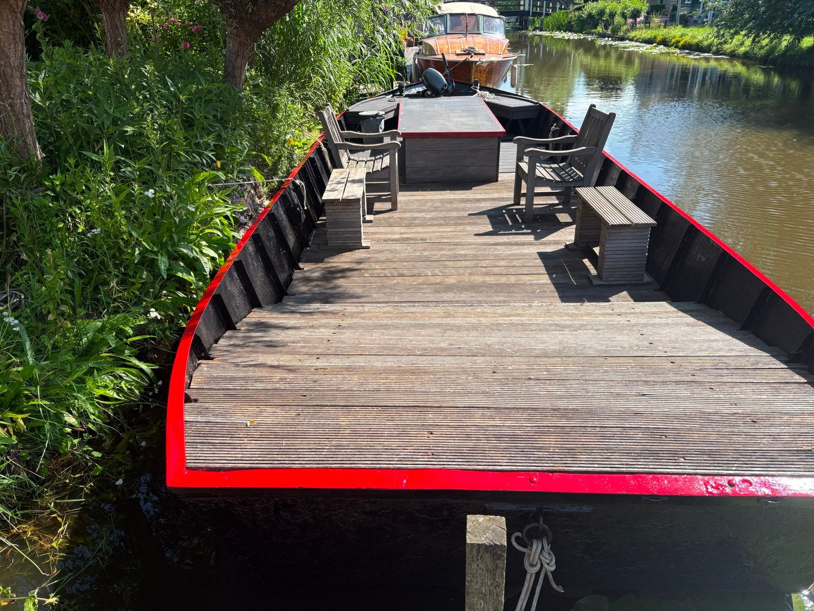 Robuuste stalen vlet 10x3m – incl Yamaha 10pk High Thrust, Watersport en Boten, Motorboten en Motorjachten, 10 m, Gebruikt, Buitenboordmotor