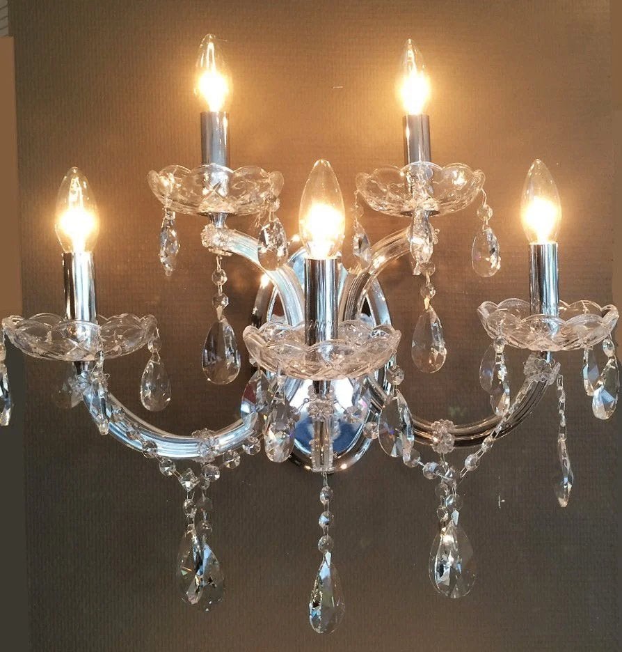 MARIA THERESIA KRISTAL WANDLAMPJE 5 LICHTS - ZILVER, Verzenden, Nieuw