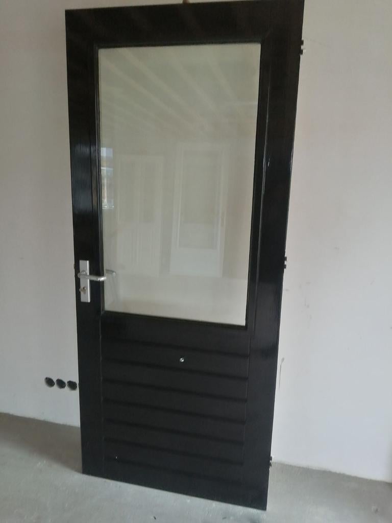 Merbau buiten deur met thermopane 211.5 x 93 cm compleet, Doe-het-zelf en Verbouw, Deuren en Horren, Ophalen, Buitendeur, 200 tot 215 cm