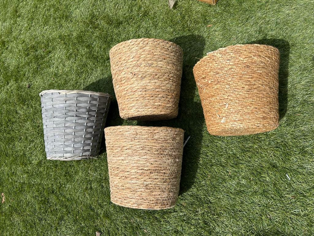 4 rieten manden voor planten / bloempotten (nieuw), Mand, Rond, Nieuw, Ophalen of Verzenden