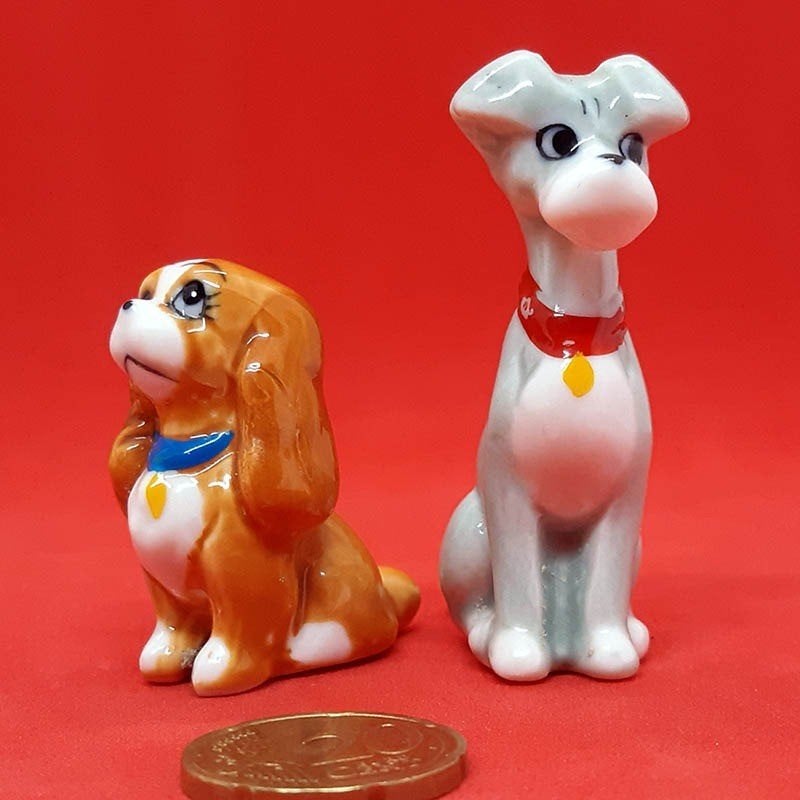 Lady en de Vagebond porseleinen beeldjes., Verzamelen, Disney, Verzenden, Overige figuren, Zo goed als nieuw, Beeldje of Figuurtje