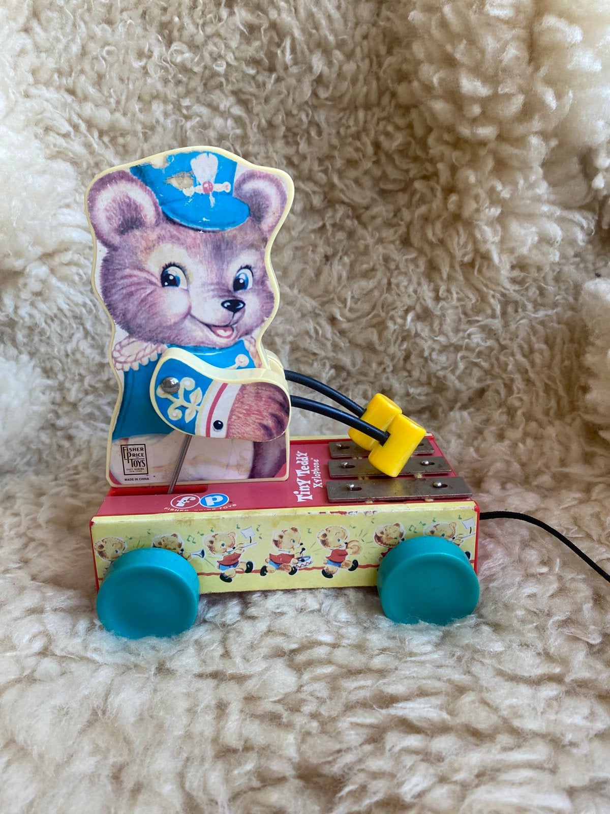 Vintage klassieke Fisher-Price Tiny Teddy Xylophone, Ophalen of Verzenden, Duw- of Trekspeelgoed, Met geluid