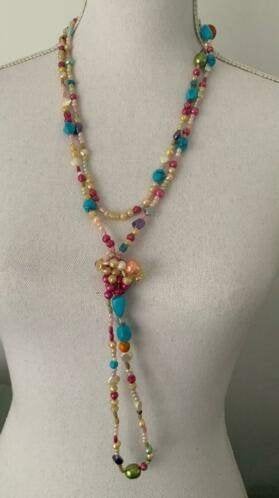 Lange IBIZA look Ketting!, Sieraden, Tassen en Uiterlijk, Kettingen, Verzenden, Zo goed als nieuw, Overige kleuren, Overige materialen