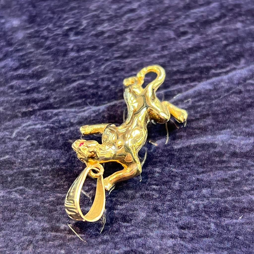 14 karaat gouden kettinghanger panter model, Ophalen of Verzenden, Nieuw, Goud, Kruis of Symbool