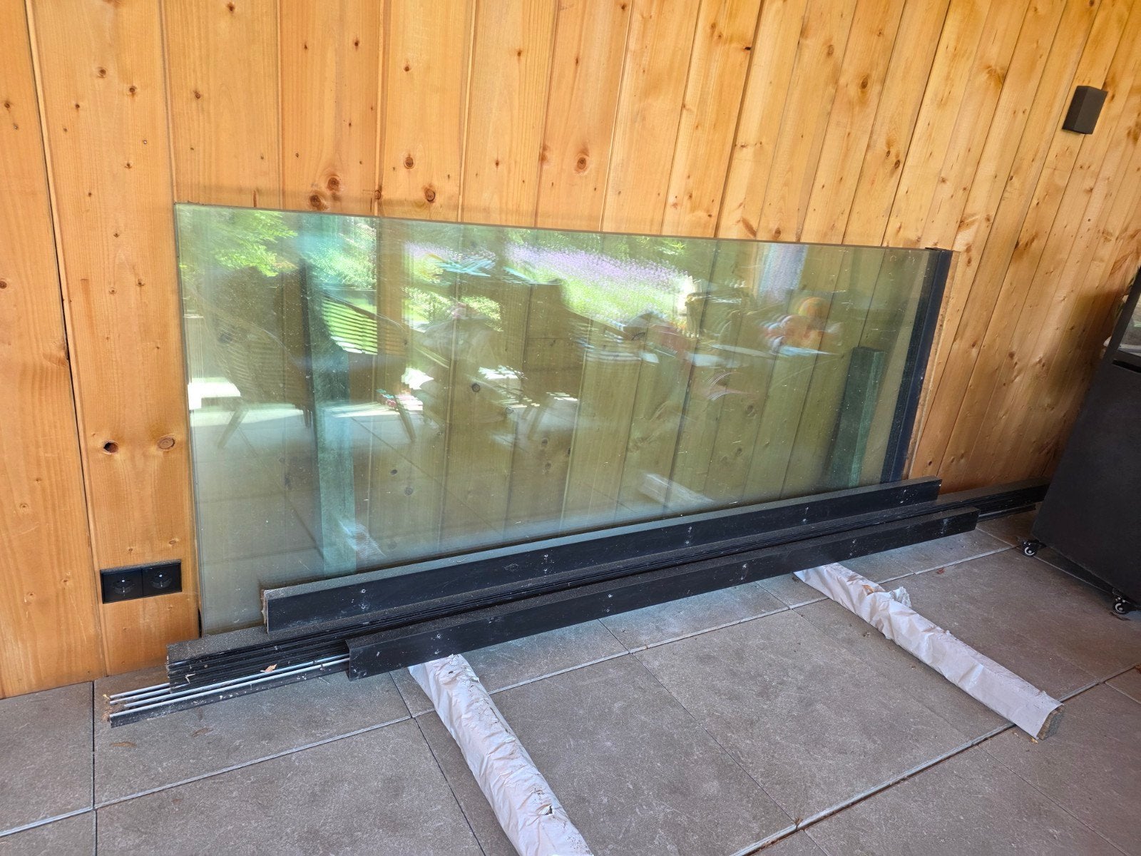 Deponti Complete 4-delige Glaswand met Geleiders, Doe-het-zelf en Verbouw, Glas en Ramen, Ophalen, Gevelraam of Ruit, Gebruikt