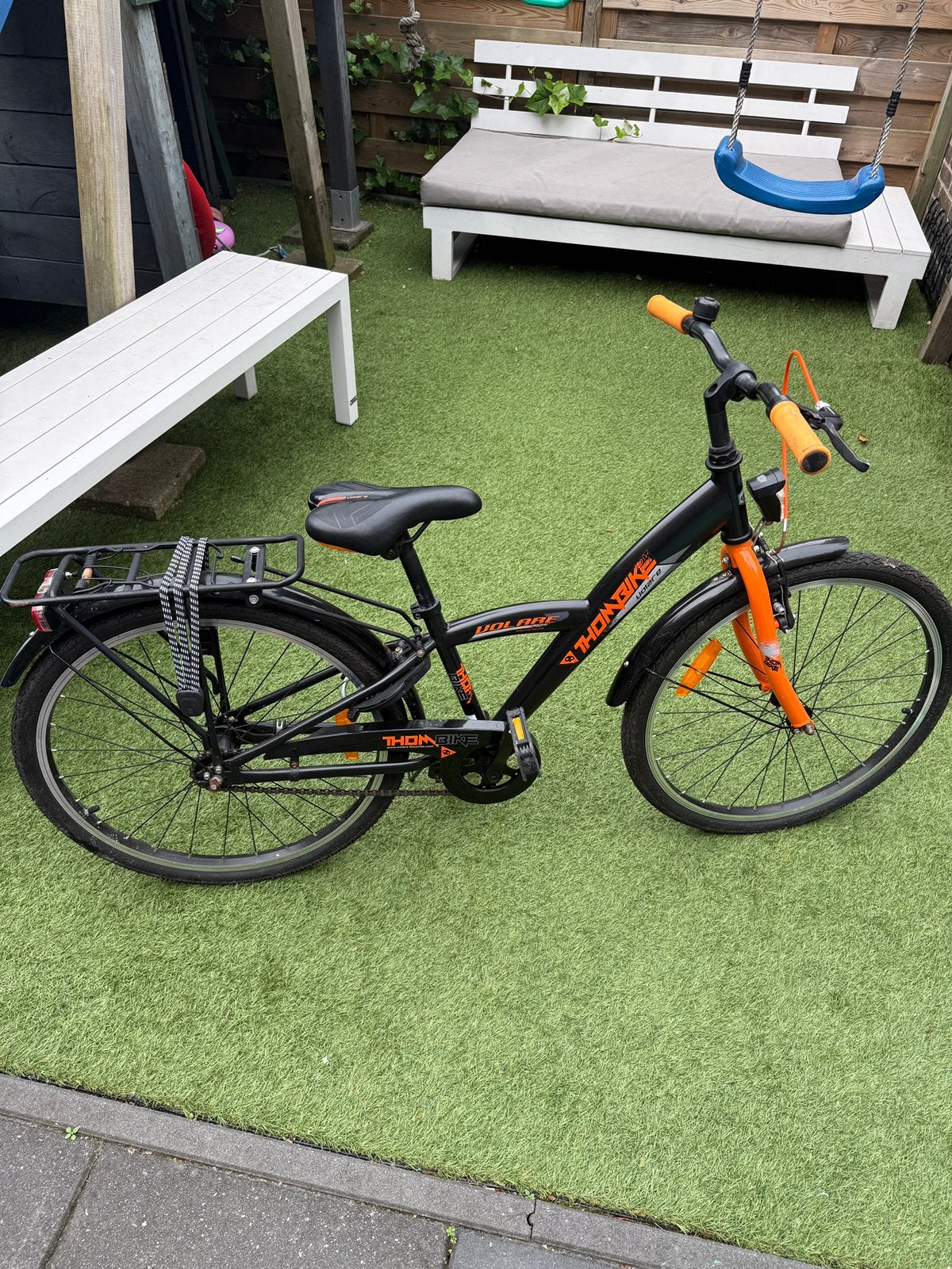 Thombike Volare kinderfiets 24 inch - Zwart/Oranje, Ophalen of Verzenden, Zo goed als nieuw, Velgrem, 20 inch of meer