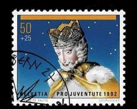 postzegel 1411 Zwitserland Kerstmis Koning Melchior, Ophalen of Verzenden, Gestempeld