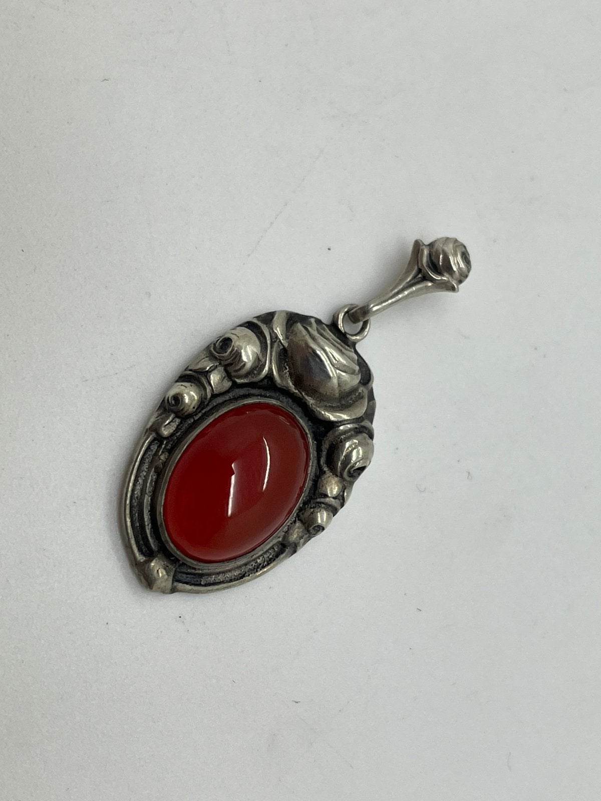 G418 Prachtige zilveren carneool hanger, Ophalen of Verzenden, Zilver, Hanger, Met edelsteen