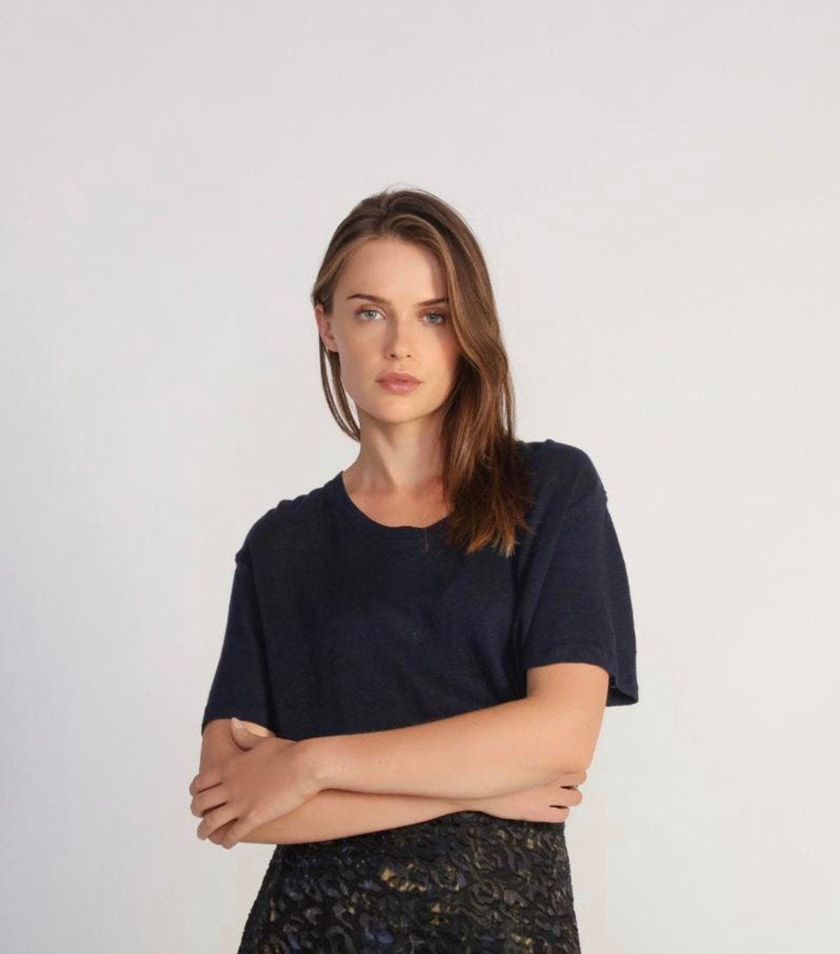 Iro Donkerblauw Linnen T-shirt, Maat 38/40 (M), Blauw, Ophalen of Verzenden, Zo goed als nieuw