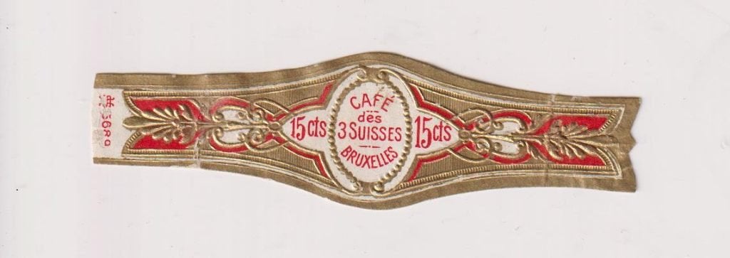 sigarenbanden - BRUXELLES - CAFE DES 3 SUISSES, Verzamelen, Ophalen of Verzenden, Zo goed als nieuw, Sigarenbandjes