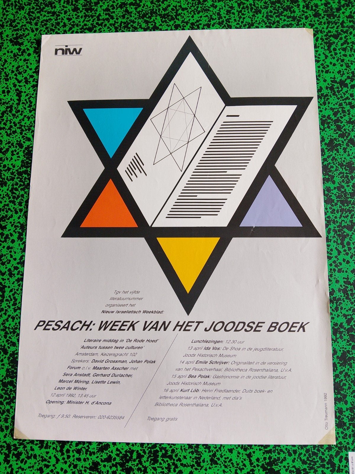 Pesach: Week van het Joodse Boek - Otto Treumann 1992, Ophalen of Verzenden, A1 t/m A3, Overige onderwerpen, Rechthoekig Staand