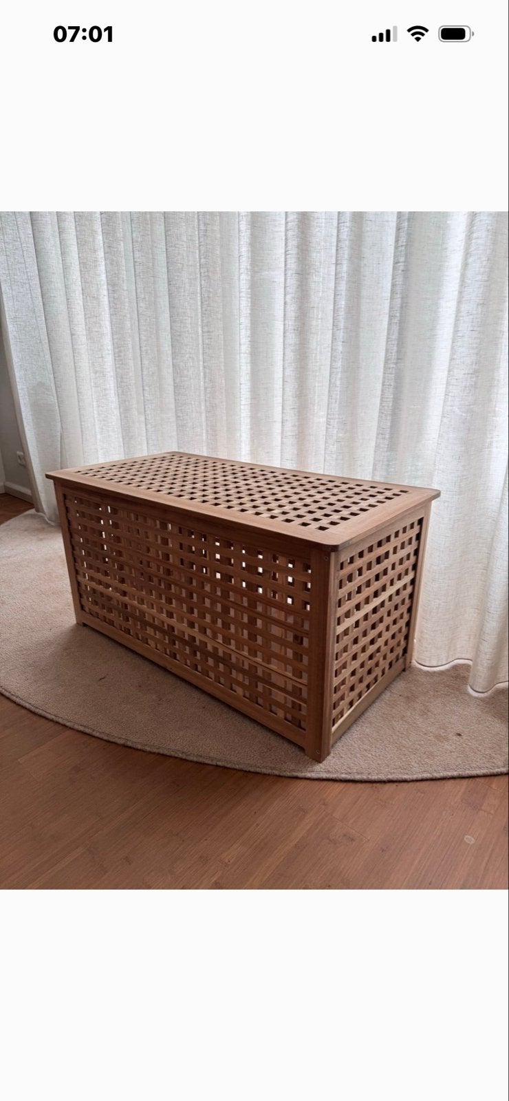 IKEA HOL Wasmand OpbergtafelAcacia 98x50 cm, Ophalen, Zo goed als nieuw