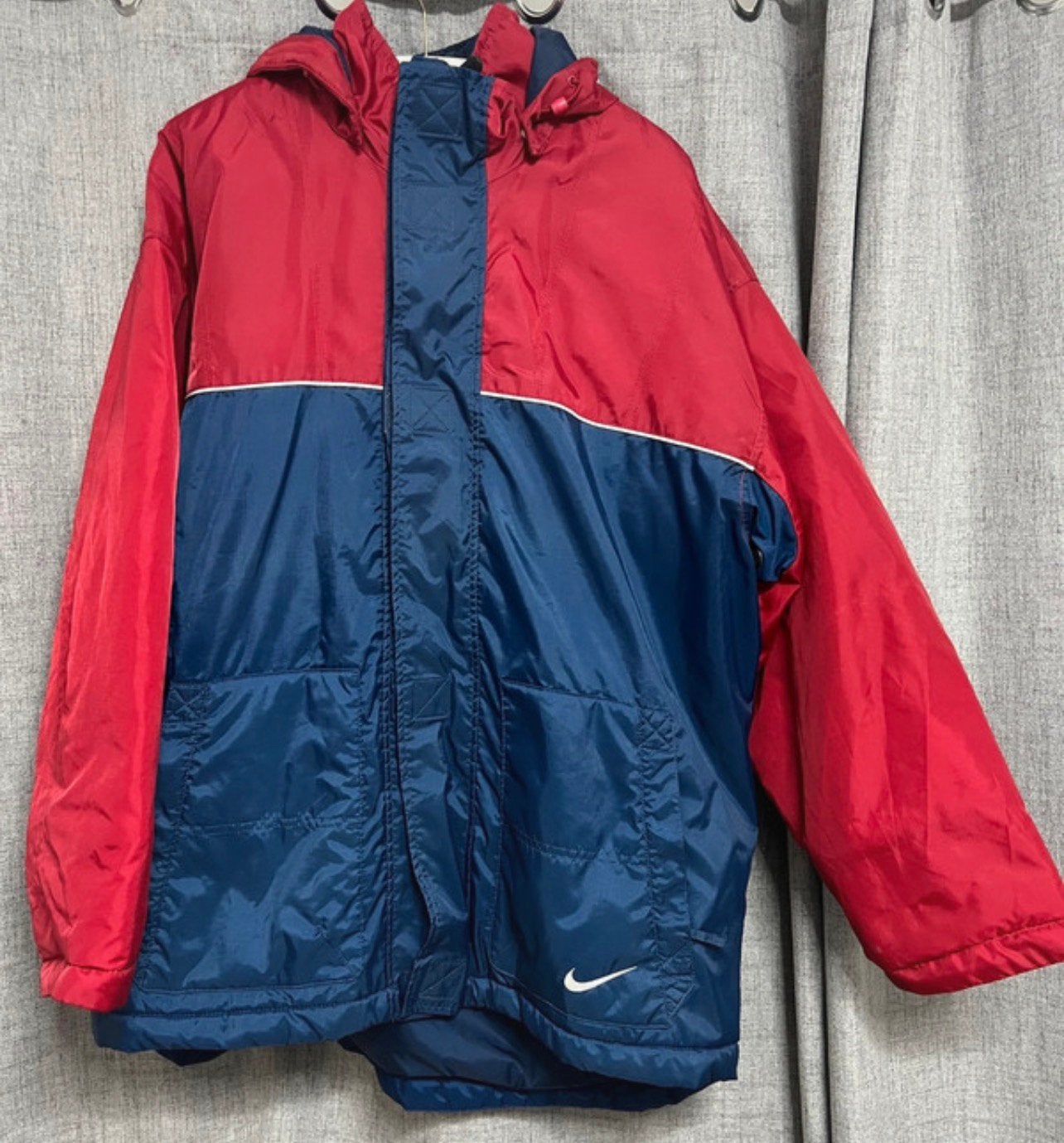 Vintage Nike windbreaker jas XL rood/blauw – jaren 90, Ophalen of Verzenden, Zo goed als nieuw, Maat 56/58 (XL), Rood