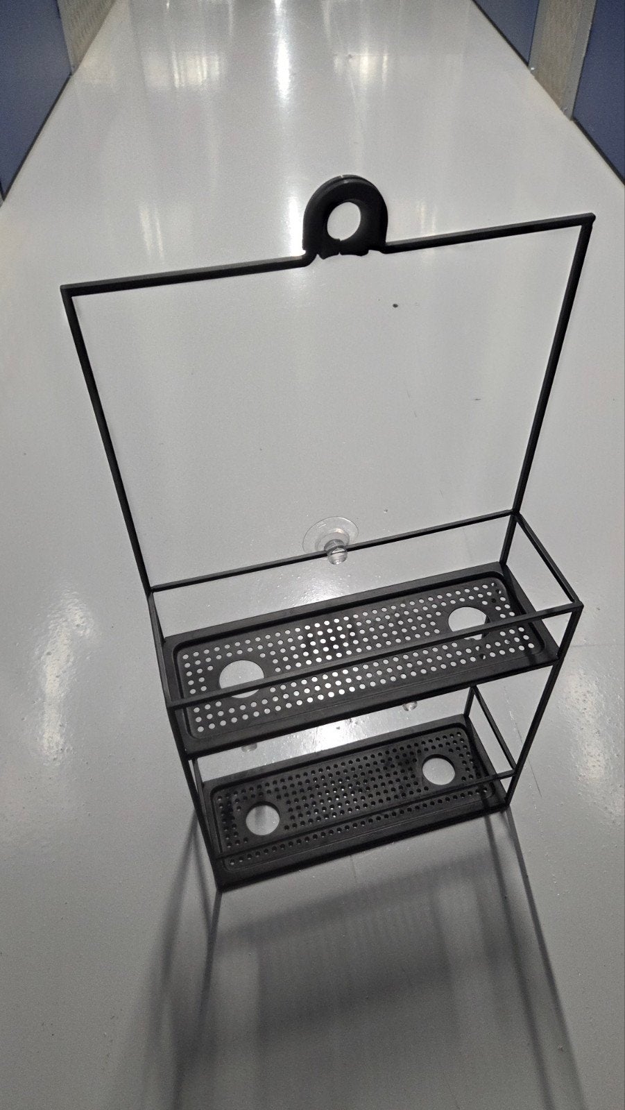 Zwart metalen badkamerrekje met zuignappen, Ophalen, Zo goed als nieuw, Zwart