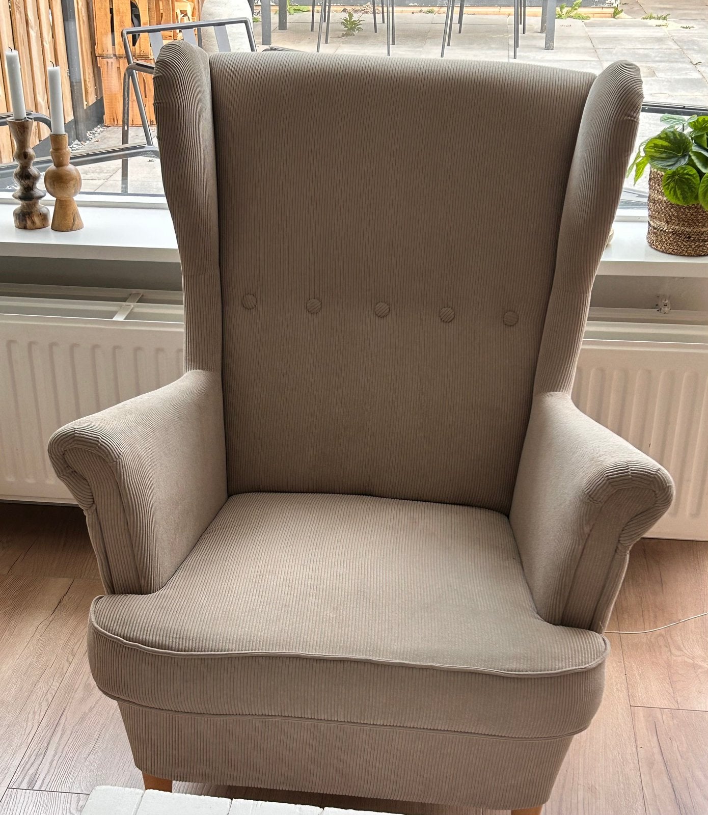 Fauteuil Ikea  Strandmon Kelinge beige, Ophalen, Zo goed als nieuw, 75 tot 100 cm, 50 tot 75 cm