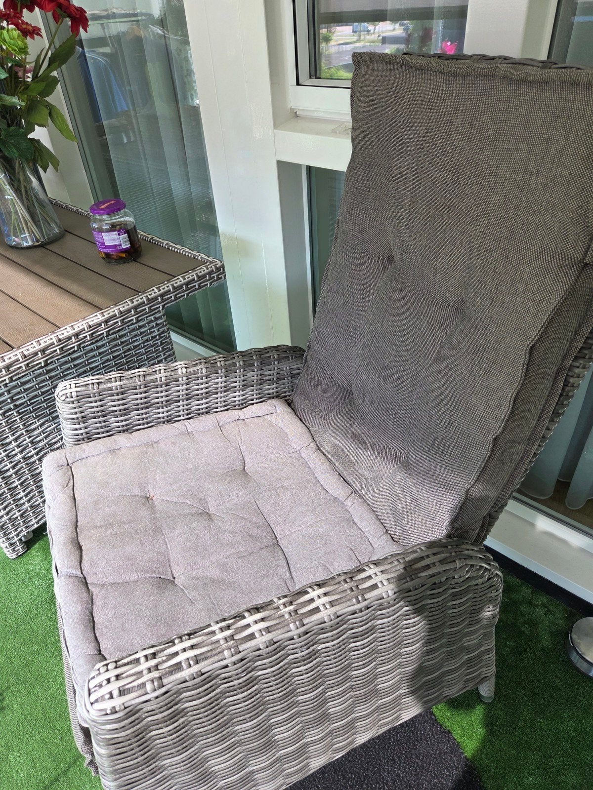 Tuinset met tafel en 2 verstelbare stoelen, Gebruikt, Wicker, Tuinset, Eettafel