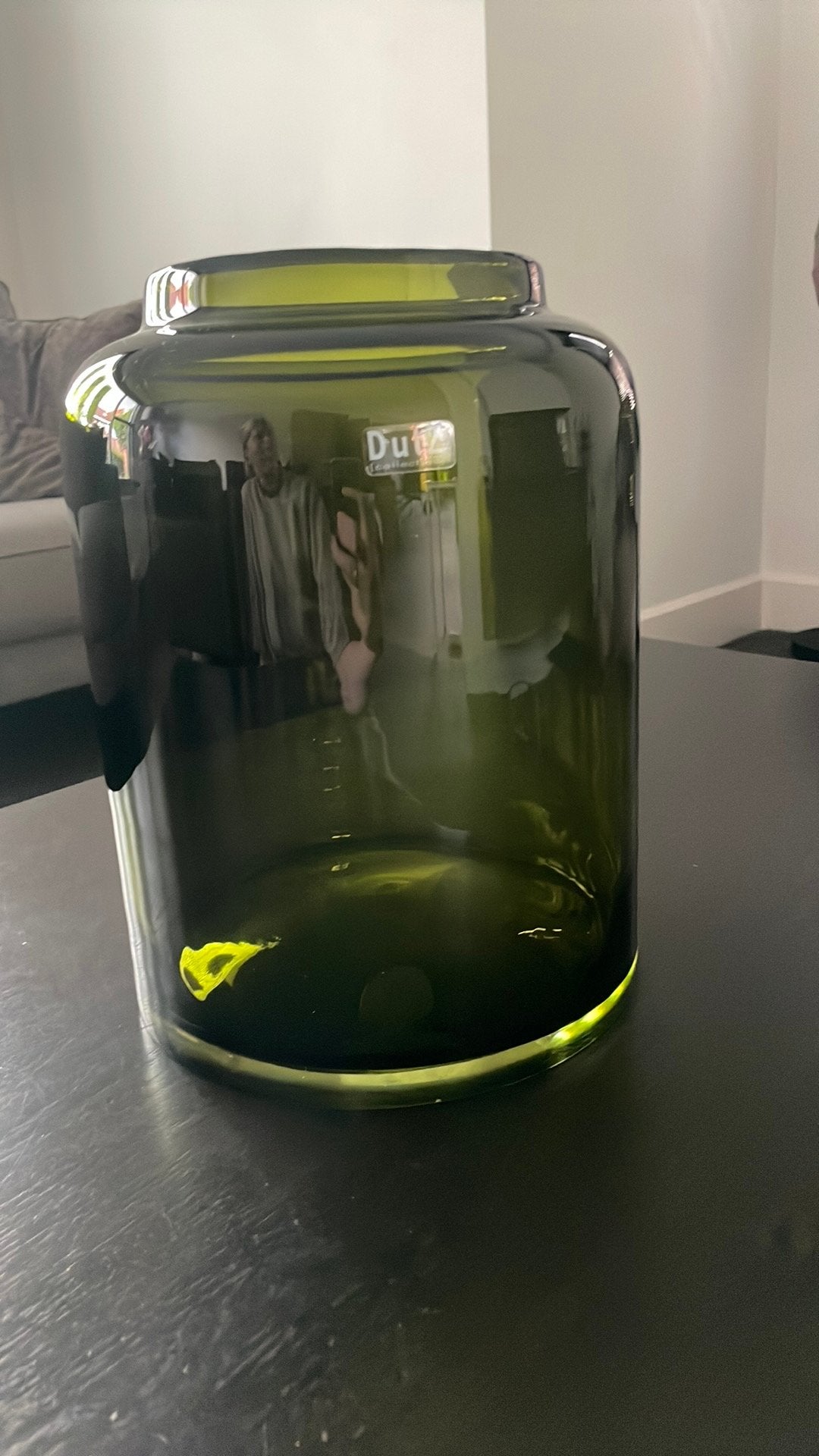 Groene Dutz vaas +/- 32 cm hoog, Ophalen, Minder dan 50 cm, Groen, Glas