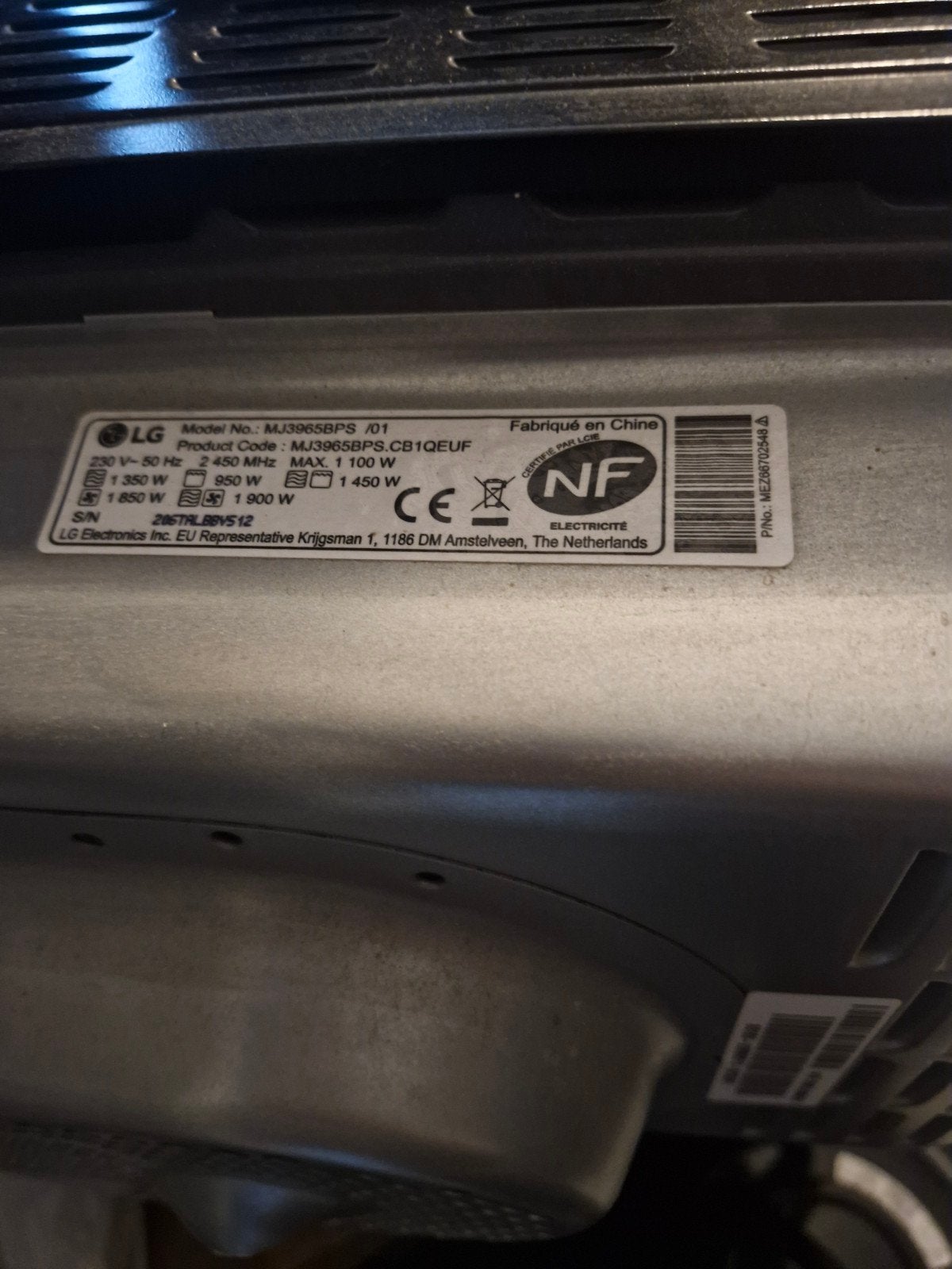 LG MJ3965BPS Combimagnetron, Witgoed en Apparatuur, Magnetrons, Combimagnetron, Hete lucht, Ophalen of Verzenden, Zo goed als nieuw