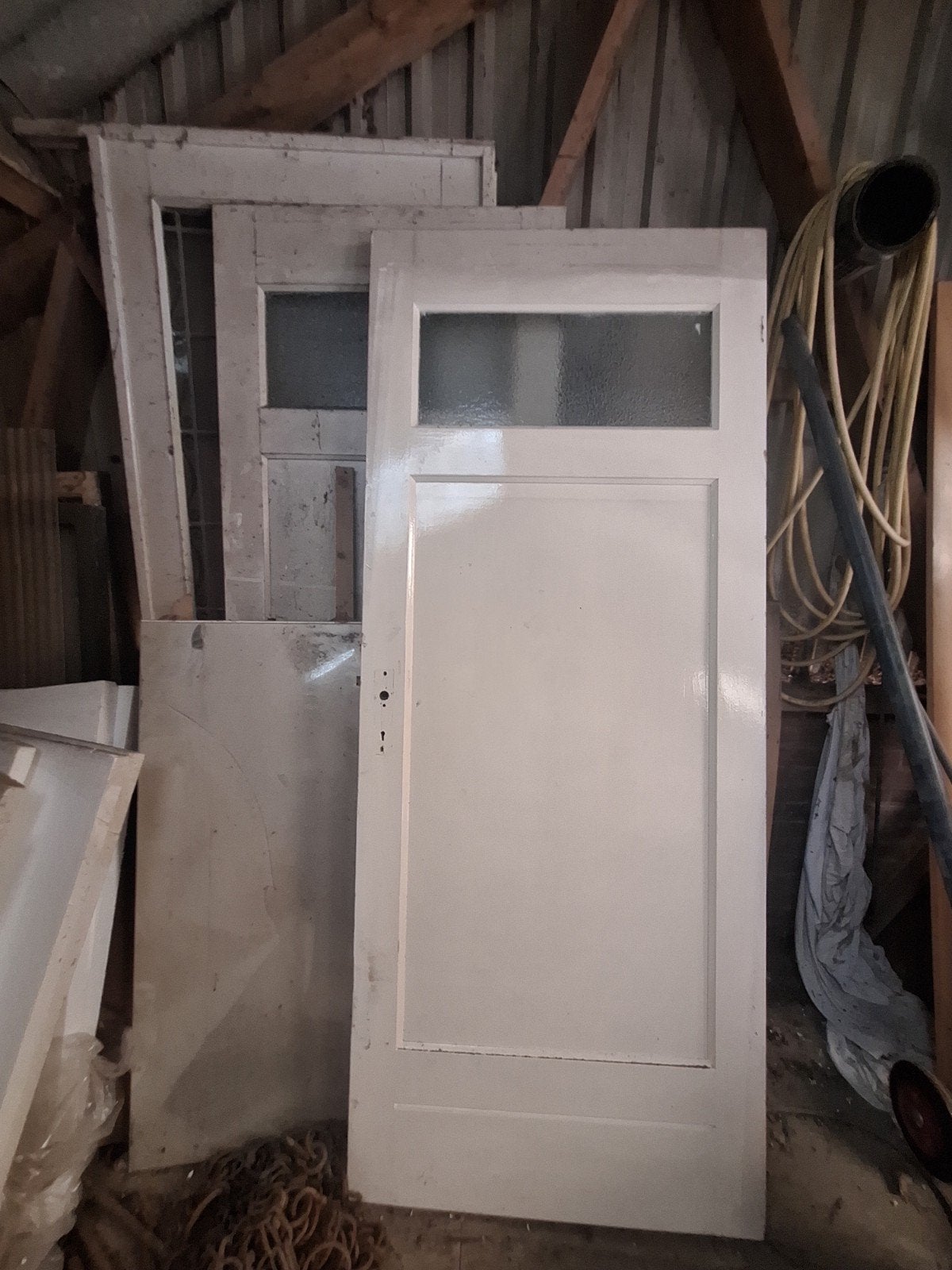 Oude paneeldeuren met glas, Doe-het-zelf en Verbouw, Deuren en Horren, Ophalen, Gebruikt, 80 tot 100 cm, Binnendeur