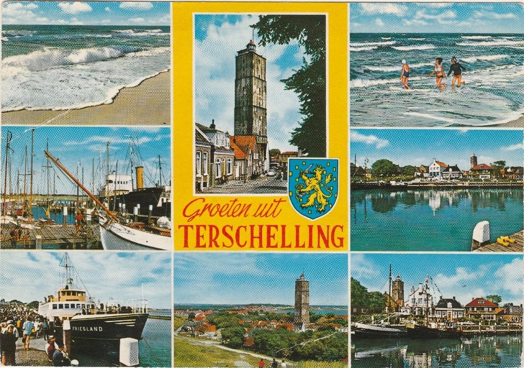 TERSCHELLING Branding Haven Veerboot Groeten, Verzamelen, Verzenden, 1960 tot 1980, Gelopen, Waddeneilanden