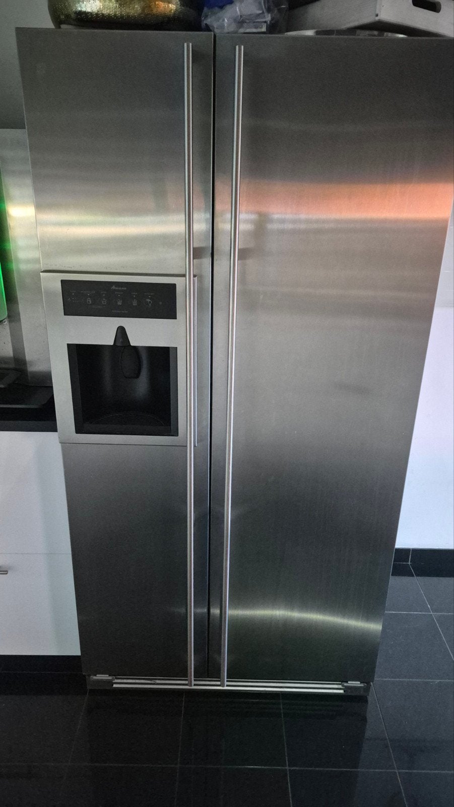 Amana amerikaanse koelkast, Witgoed en Apparatuur, Koelkasten en IJskasten, Ophalen, 200 liter of meer, 60 cm of meer, Met aparte vriezer