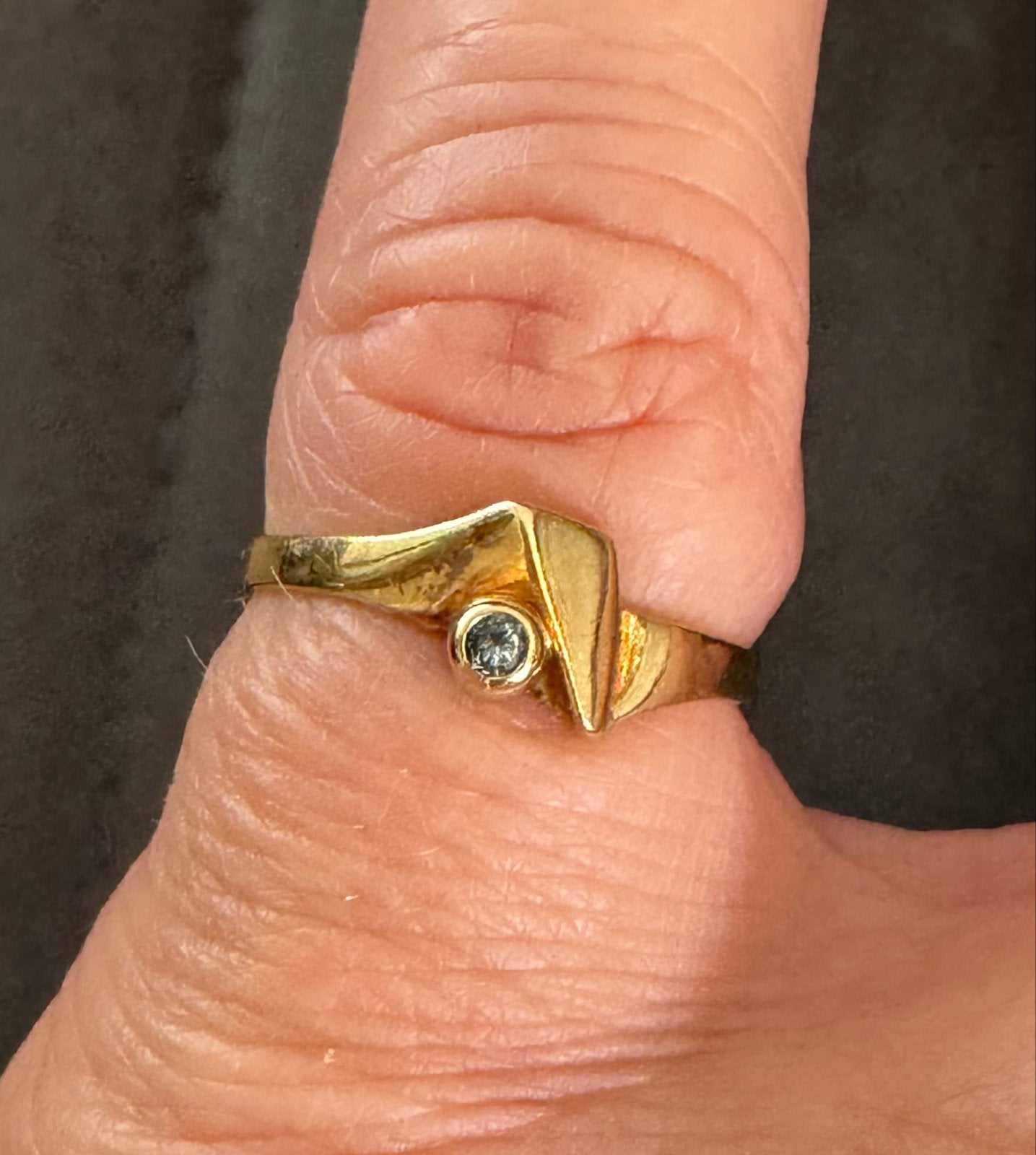 Gouden ring met diamant - 585 keurmerk, Ophalen, Gebruikt, 17 tot 18, Dame of Heer