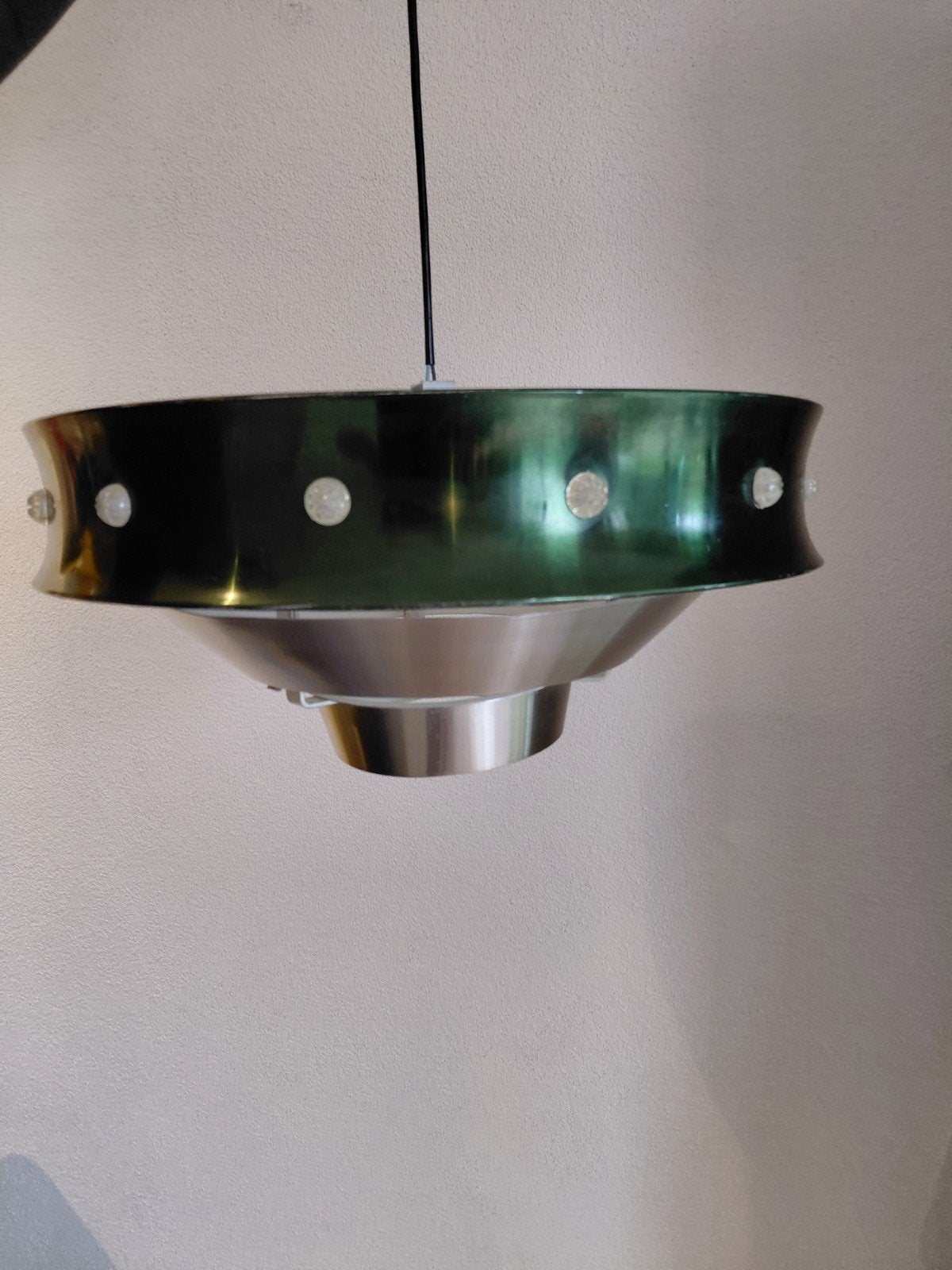 Unieke vintage hanglamp metaal met slijtagesporen, Ophalen of Verzenden, Metaal