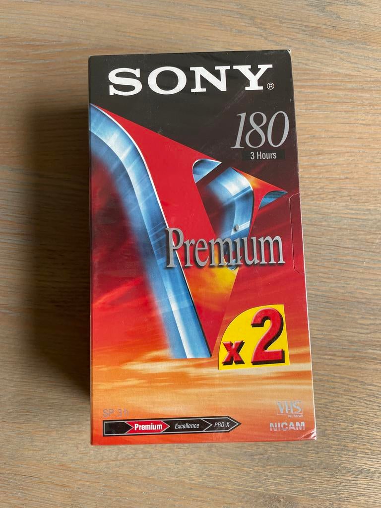 Sony Premium VHS Videobanden - 2 stuks, 180 min, Cd's en Dvd's, VHS | Film, Nieuw in verpakking, Overige genres, Alle leeftijden