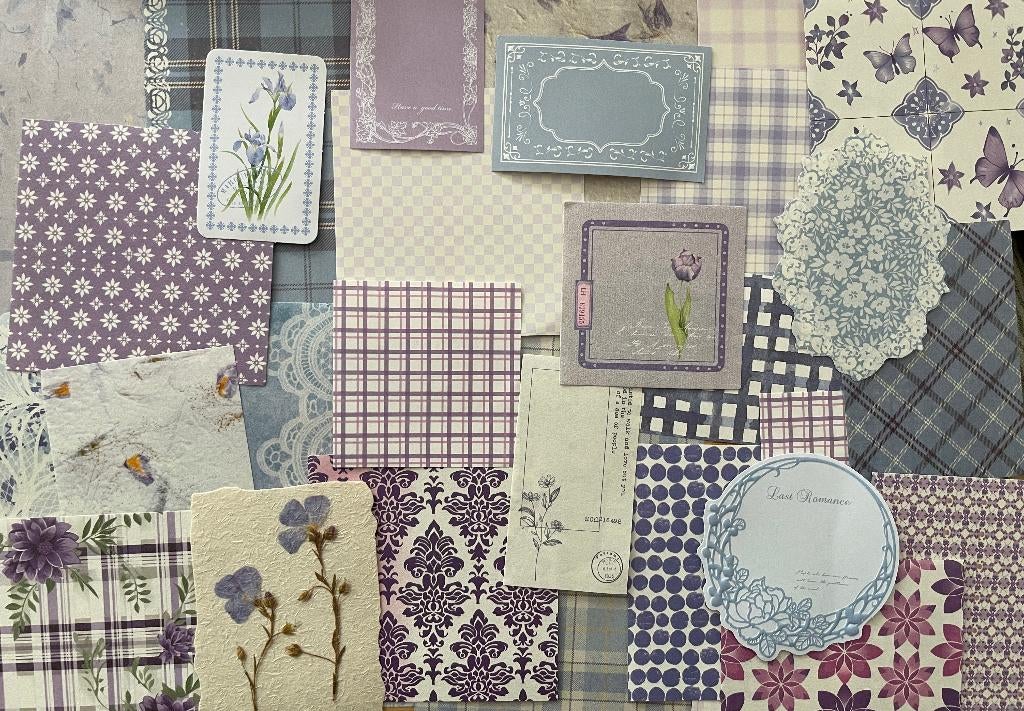 Blauw/ paarse scrapbooking, bulletjournal, journal papier, Verzenden, Nieuw, Papier of Karton