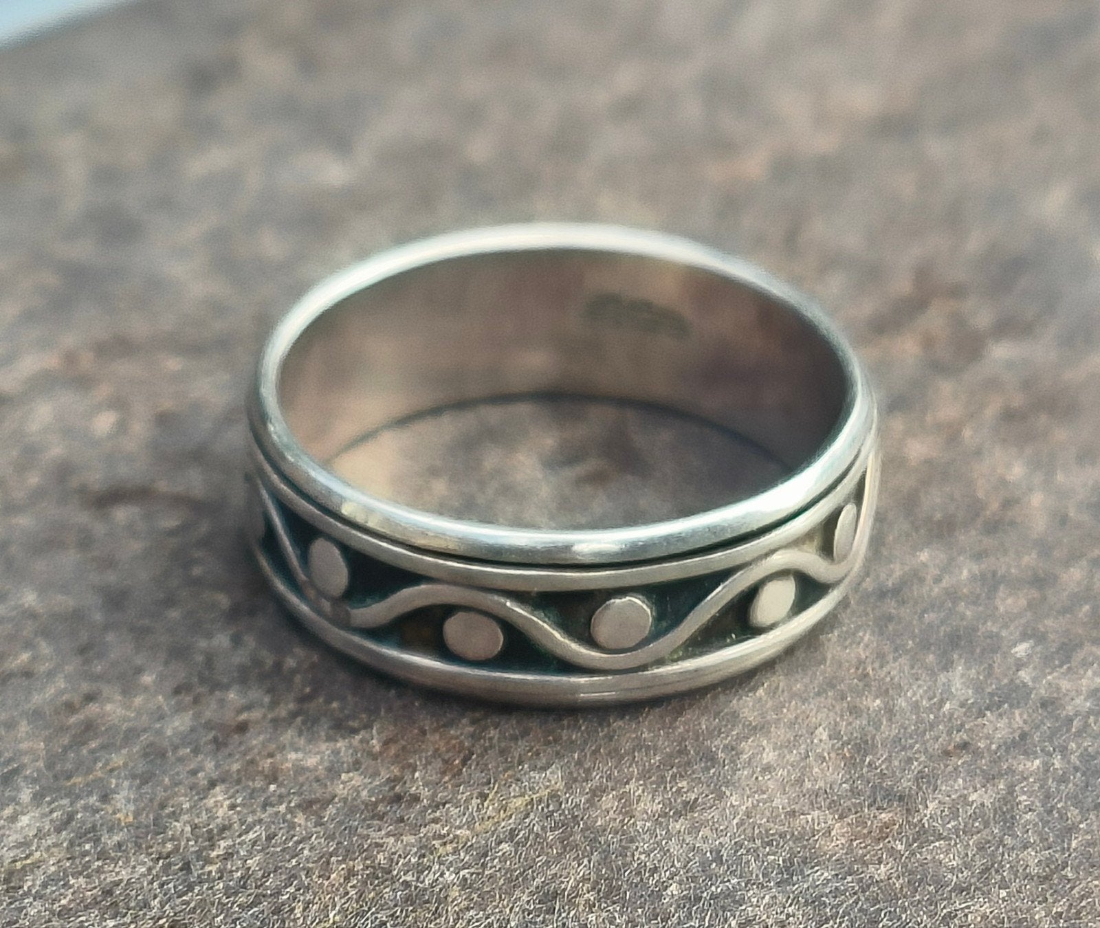 Zilveren Spinner Ring Vintage, Sieraden, Tassen en Uiterlijk, Ophalen, Gebruikt, Dame of Heer, Zilver