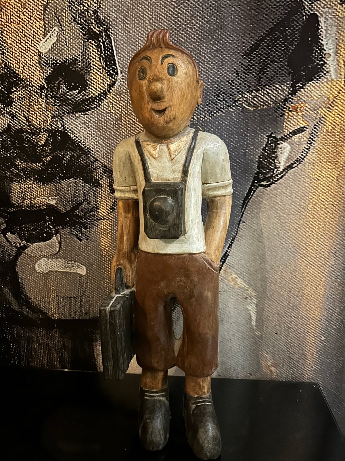 Antiek vintige kuifje tintin beeld hout stripfiguur, Verzamelen, Ophalen, Zo goed als nieuw
