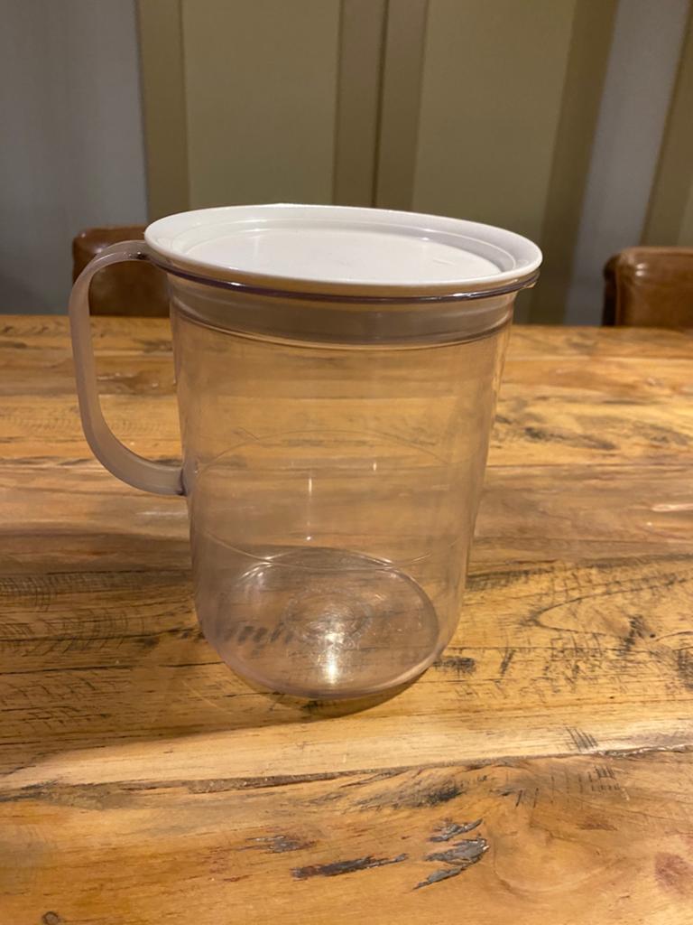 Tupperware kan 1,2 liter, Ophalen of Verzenden, Wit, Beker of Kan