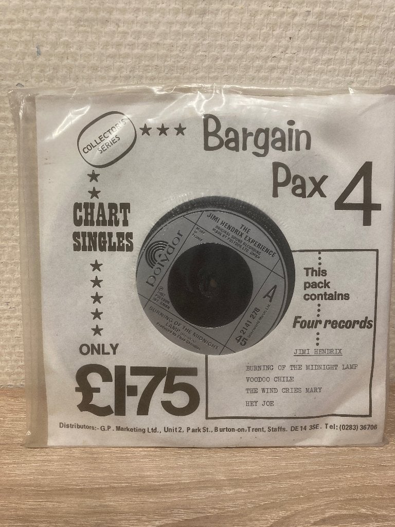 Jimi Hendrix 4 singles bargain pax uniek! 1980 o.a. hey Joe, Boxset, 7 inch, Ophalen of Verzenden, Zo goed als nieuw