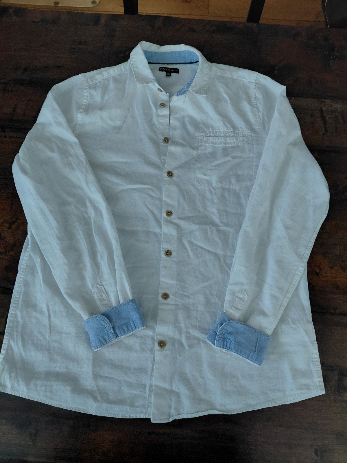 Mooie jongens blouse wit, leuk voor een gala, maat 176, Ophalen of Verzenden, Zo goed als nieuw, Jongen, Overhemd of Blouse