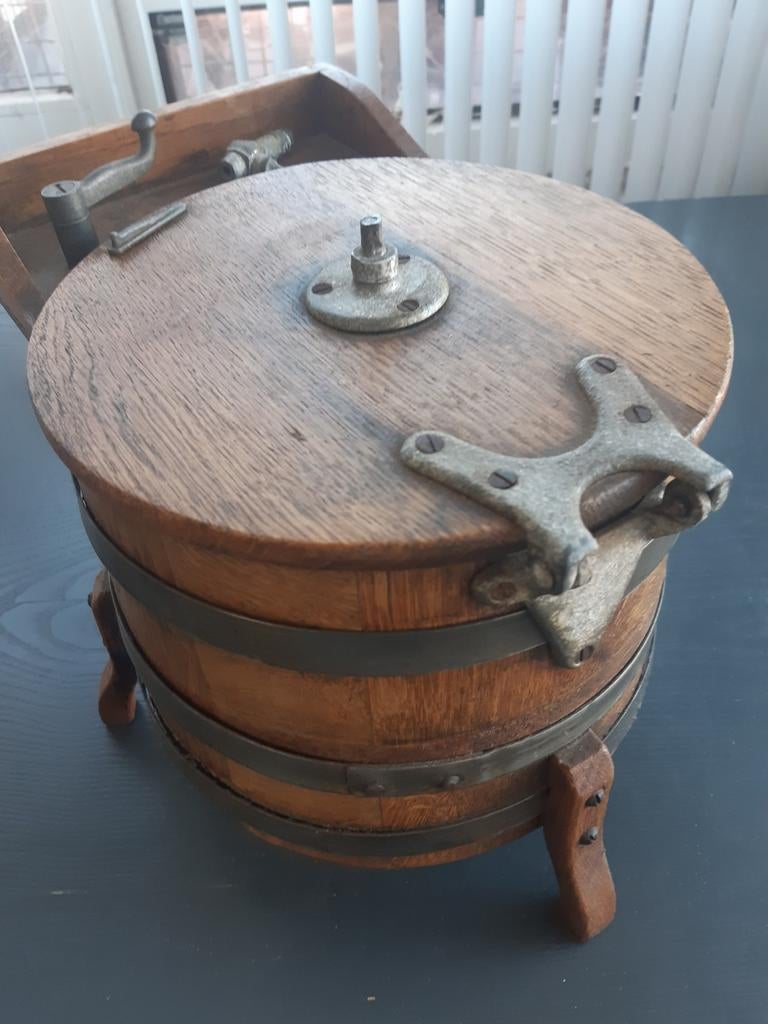 Antiek eikenhout schaalmodel wasmachine, Ophalen of Verzenden