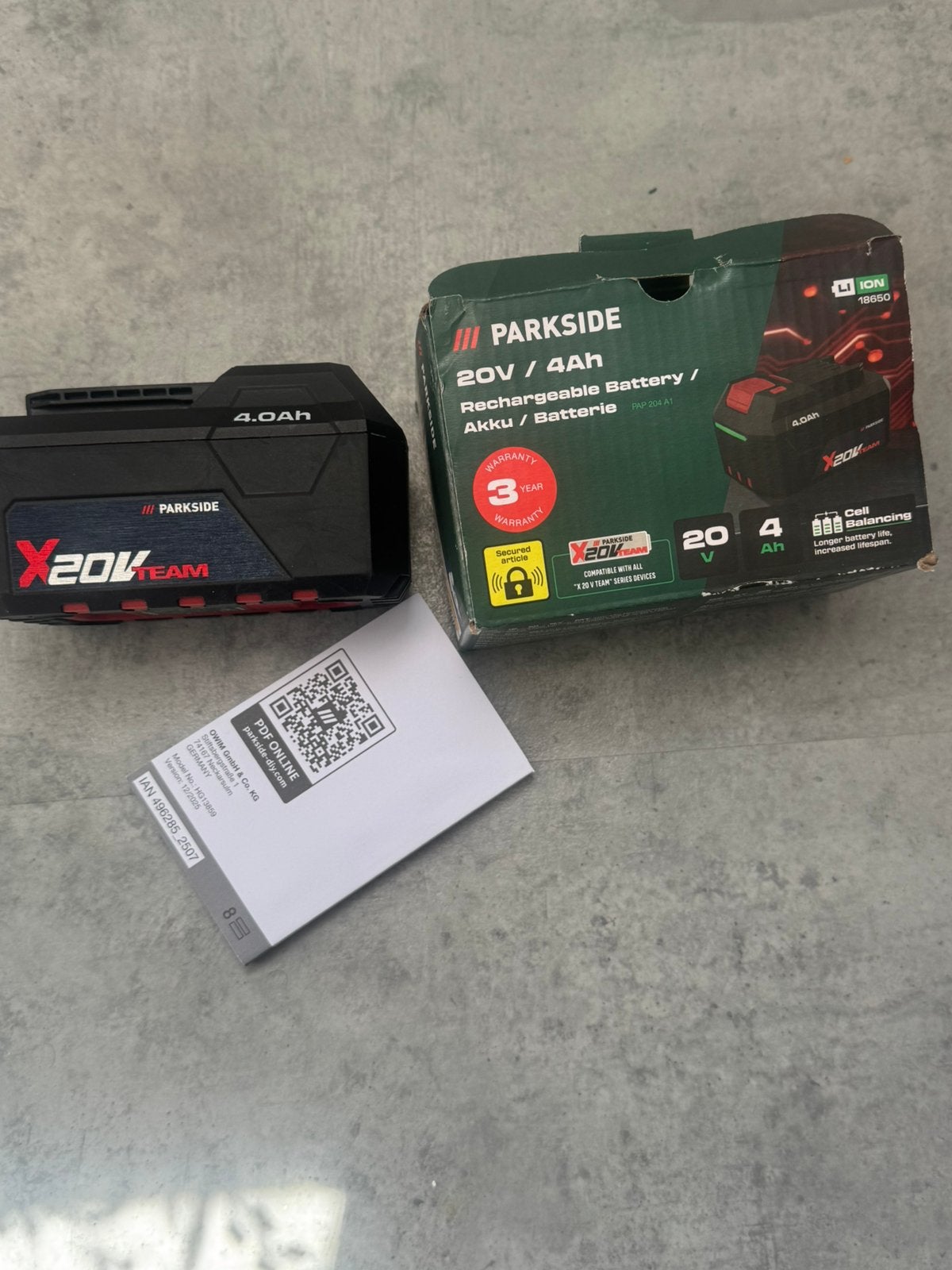 Parkside 20V 4 ah accu, Ophalen of Verzenden, Zo goed als nieuw