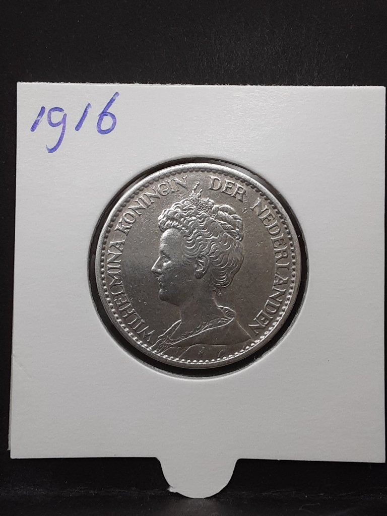 1 gulden 1916 Koningin Wilhelmina, 1 gulden, Verzenden, Zilver, Koningin Wilhelmina