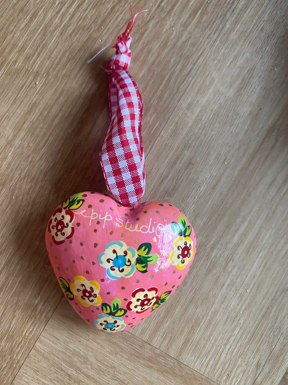 Pip Studio hartje decoratie hanger hart geruit roze rood, Ophalen of Verzenden, Zo goed als nieuw, Roze, Hout