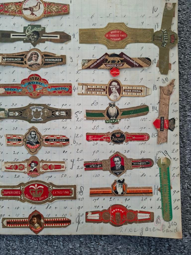 Schriftje met sigarenbandjes jaren 30/40, Verzamelen, Rookartikelen, Aanstekers en Luciferdoosjes, Ophalen of Verzenden, Gebruikt