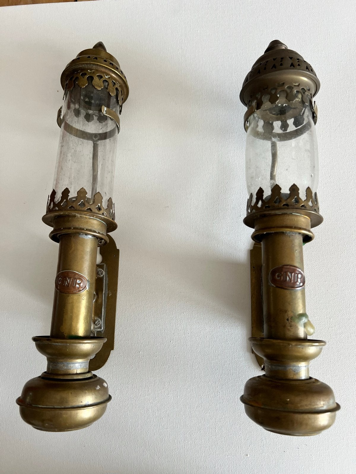Antieke Victoriaanse Treinwagon Kaarslampen (Set van 2), Antiek en Kunst, Antiek | Lampen, Ophalen of Verzenden
