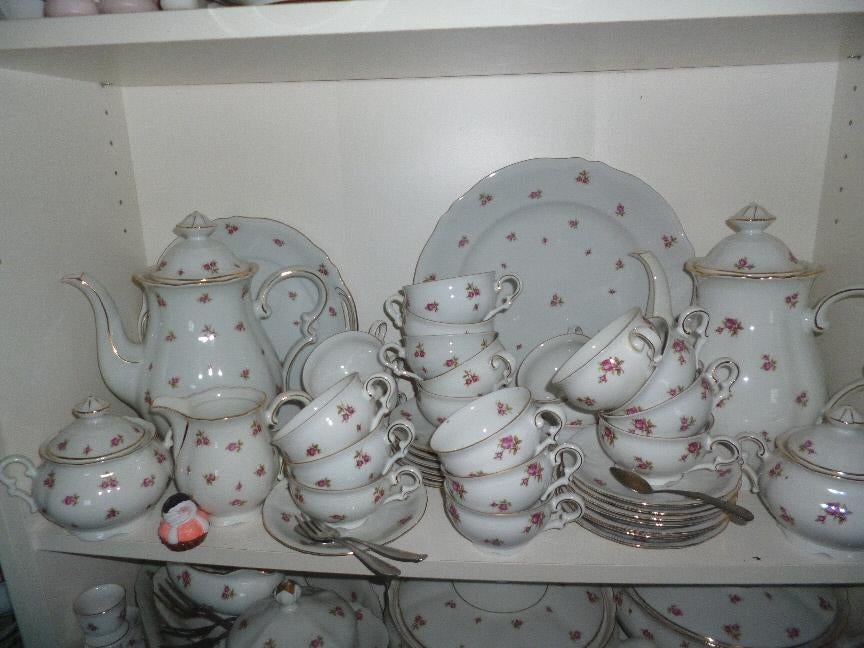 2 x Koffieservies van Mitterteich Bavaria met roze roosjes, Antiek en Kunst, Antiek | Servies compleet, Ophalen of Verzenden