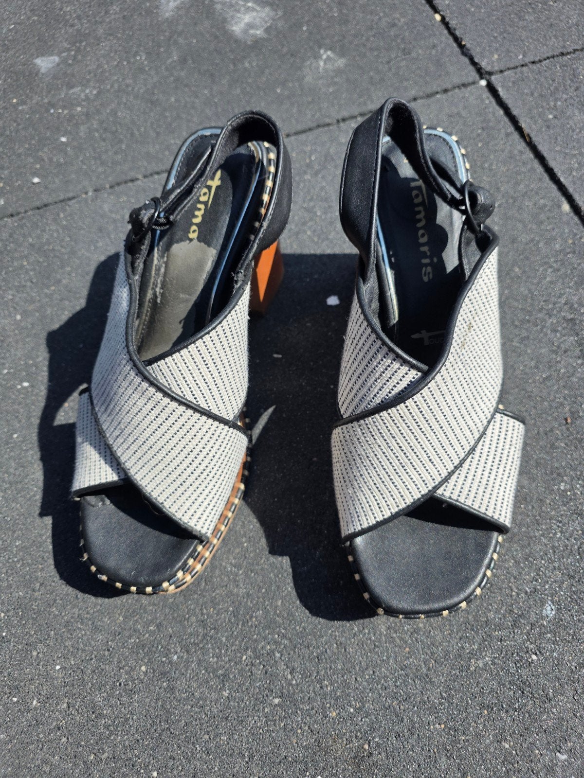 Tamaris Sandalen met Blokhak Maat 40, Tamaris, Zwart, Gedragen, Sandalen of Muiltjes