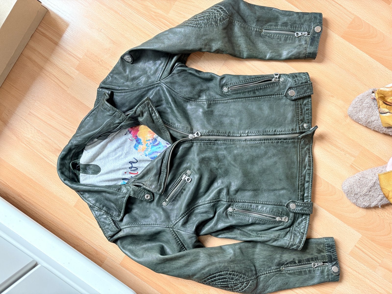 Mooi groen leren jasje van Gipsy, maat L, Ophalen of Verzenden, Zo goed als nieuw, Maat 42/44 (L), Groen