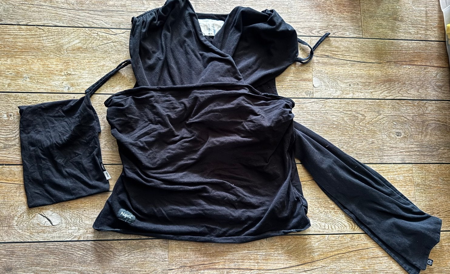 Najell wrap draagshirt draagdoek mt XL zwart, Kinderen en Baby's, Babydragers en Draagdoeken, Zo goed als nieuw, Draagzak, Buik