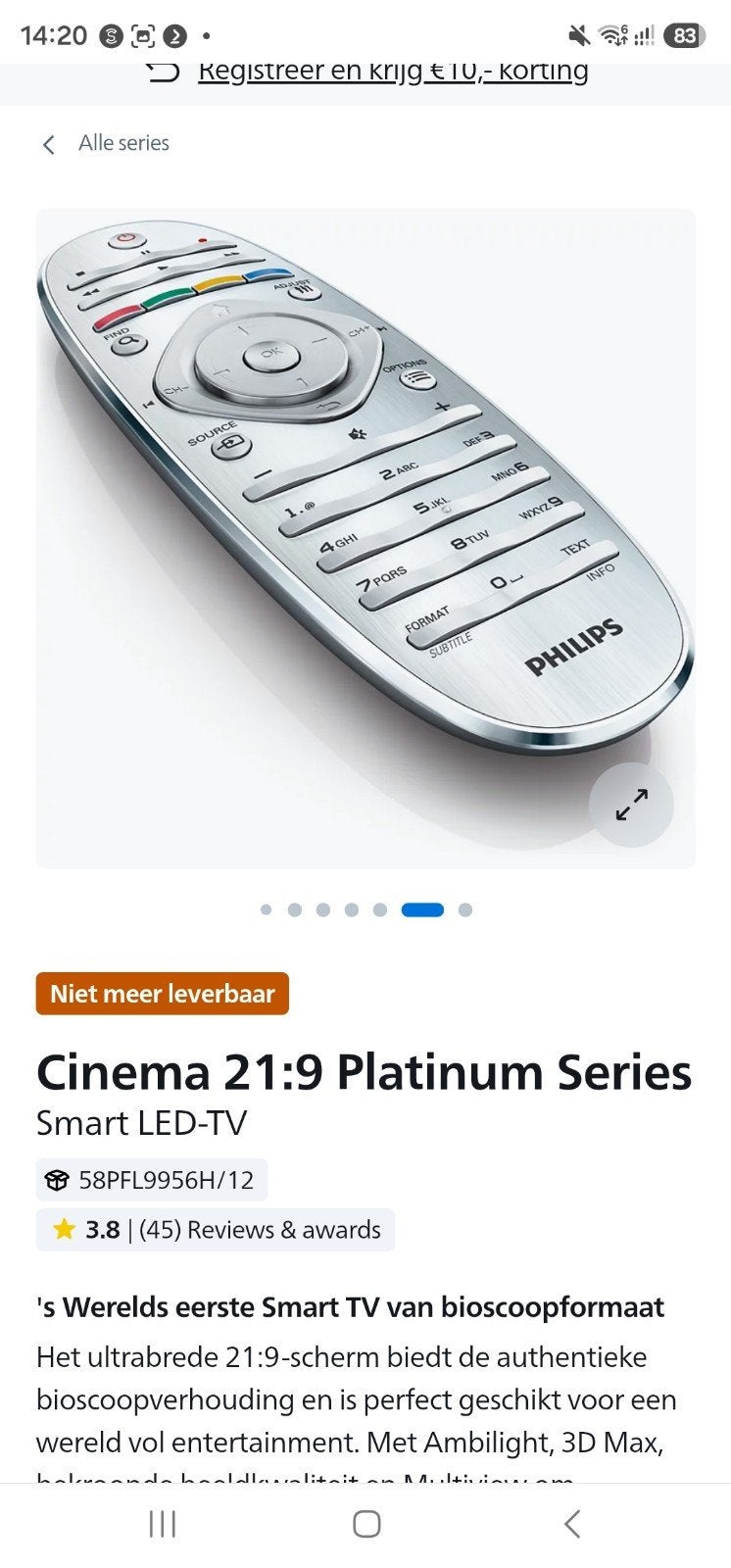 Philips 58 inch 21:9 Cinema Ambilight TV, Ophalen, Philips, Zo goed als nieuw, 100 Hz