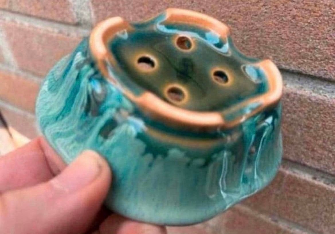 Bonsai schaal handgemaakt groenblauw Turquoise 10,5x9,1x3,8, Tuin en Terras, Nieuw, Ophalen of Verzenden, Overige vormen, Aardewerk