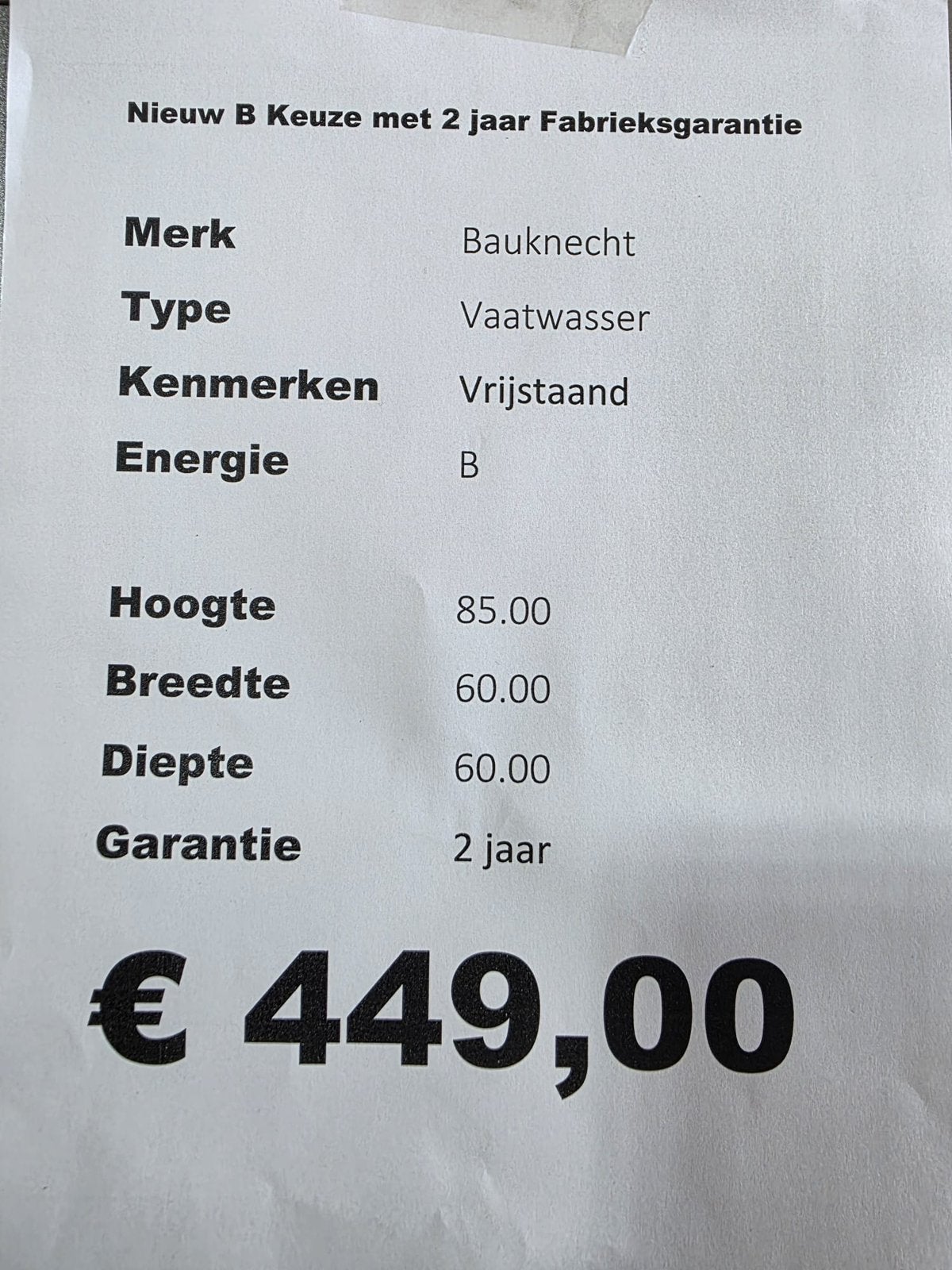 Vaatwasser bauknecht vrijstaand rvs kleur, Ophalen, Minder dan 85 cm, Minder dan 10 liter, Bauknecht