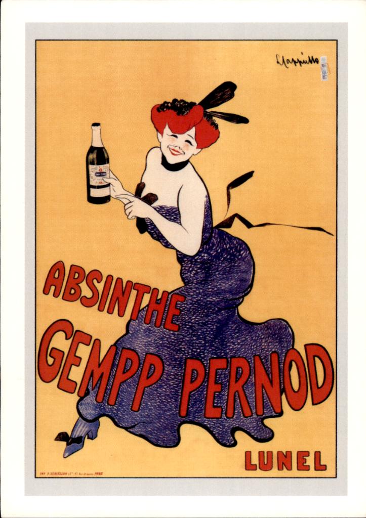 promotiekaart oude poster Absinthe gemp pernod, Verzenden, 1980 tot heden, Ongelopen, Overige thema's